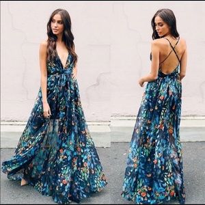 New Vici Dolls Indigo Skies Floral Maxi Dress